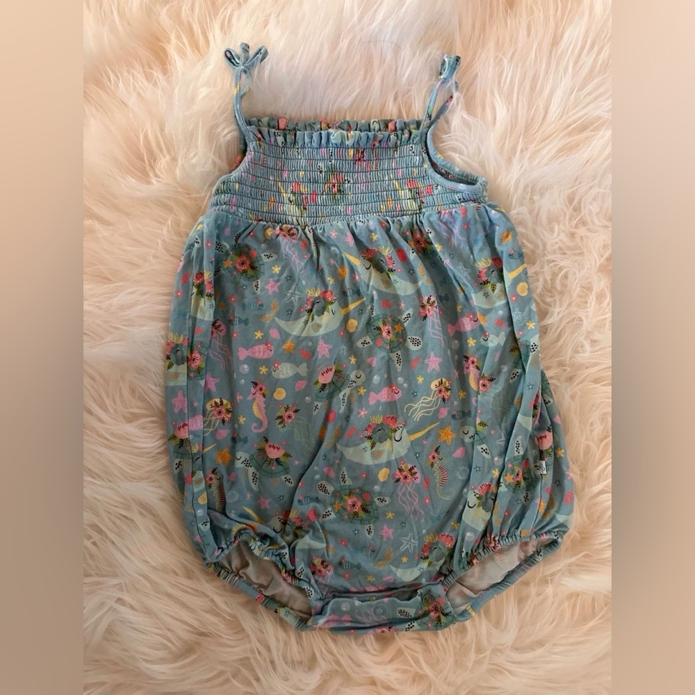 EUC Posh Peanut Cady Narwhal and Turtle Bubble Romper 2T